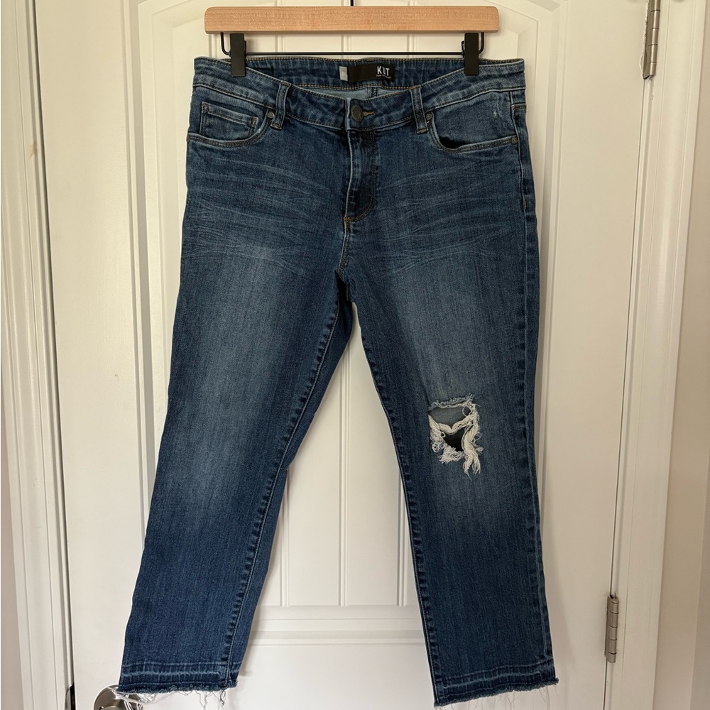 Kut from the Kloth Blue Ankle Cropped Jeans Distressed